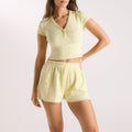Lounge Underwear Pointelle Pyjama Top - Buttercup Yellow