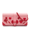 Saffiano Trimmed City Calf Cahier Heart and Flower Wallet on Chain