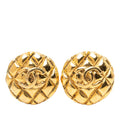 Gold Plated CC Quilted Round Clip On Earrings