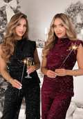 Sleeveless Glitter Sequin Ruched Top