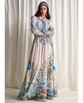 Linen Botanical Print Shirt & Maxi Skirt Set By KYNAH, Luxury Indian Fashion & Bridal Wear