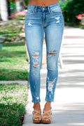 Distressed Raw Hem Ripped Skinny Jeans