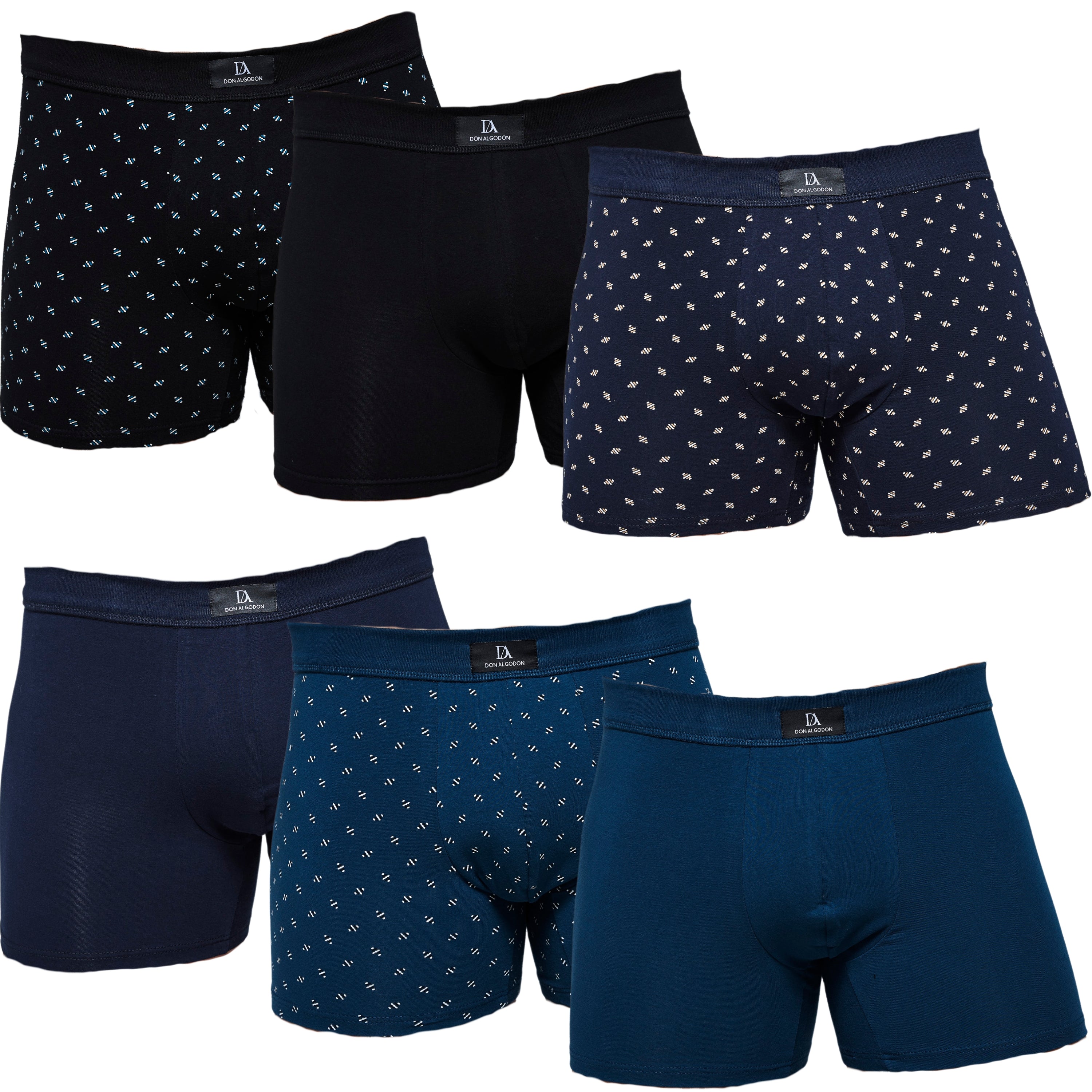 DON ALGODON PREMIUM| Pack de 6 Boxers Premium Para Hombre | Elegantes y Cómodos | Máximo Confort | 3 Colores, 3 Estampados | 4 Tallas: M, L, XL, XXL | Suaves y Transpirables