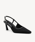 Minimalist Weave Pointed Toe Heeled Slingback - Black / US 7.5 | EU 38 | UK 5.5