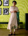 Ivory Side Panelled A-Line Kurta Set By KYNAH, Luxury Indian Fashion & Bridal Wear