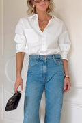 Lapel Long Sleeves Button Up Blouse Shirt