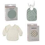 Babero con Manga impermeable Vichy Beige + Babero corto Nenina & Co