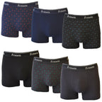 FEVI | Pack de 6 Boxers | 95% Algodón | 3 Lisos y 3 Estampados | Colores : Negro, Gris y Marino | Transpirables