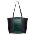Leather Tote Bag Green and Black - Alhambra Pattern Embossed