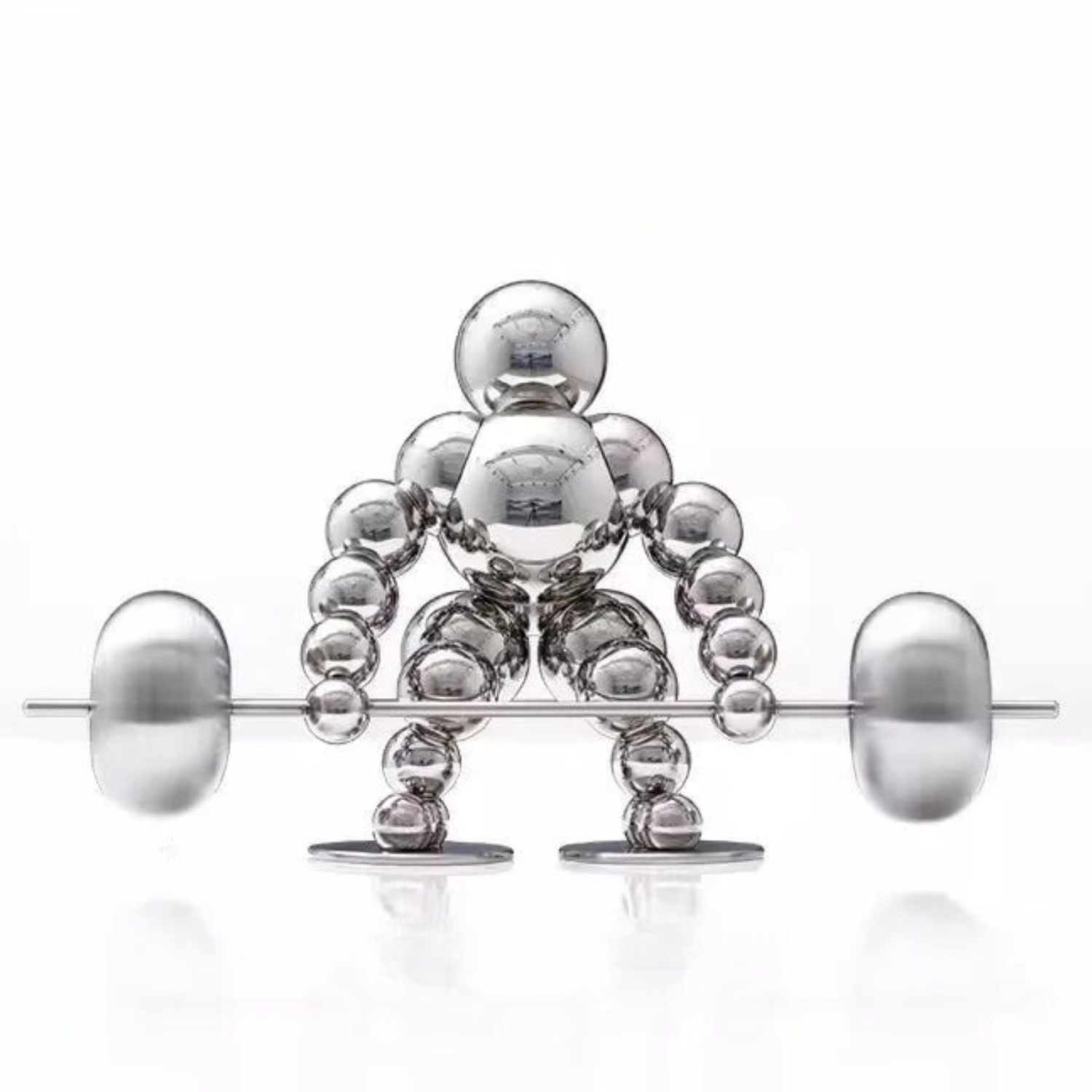 ArtZ® Abstract Weightlifter Stainless Steel Sculptures - Silver / Start