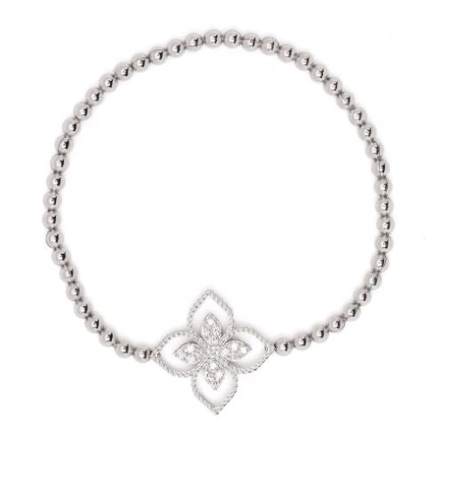 Roberto Coin Diamond Beaded Bracelet — White