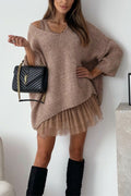 V Neck Drop Shoulder Slouchy Pullover Sweater