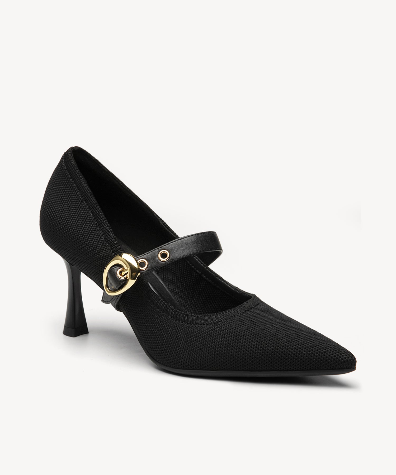 EternalPace Removable Strap Pointed Toe Heeled Pump - Black / US 9 | EU 40 | UK 7