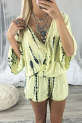 Tie Dye Wrap Front Rompers