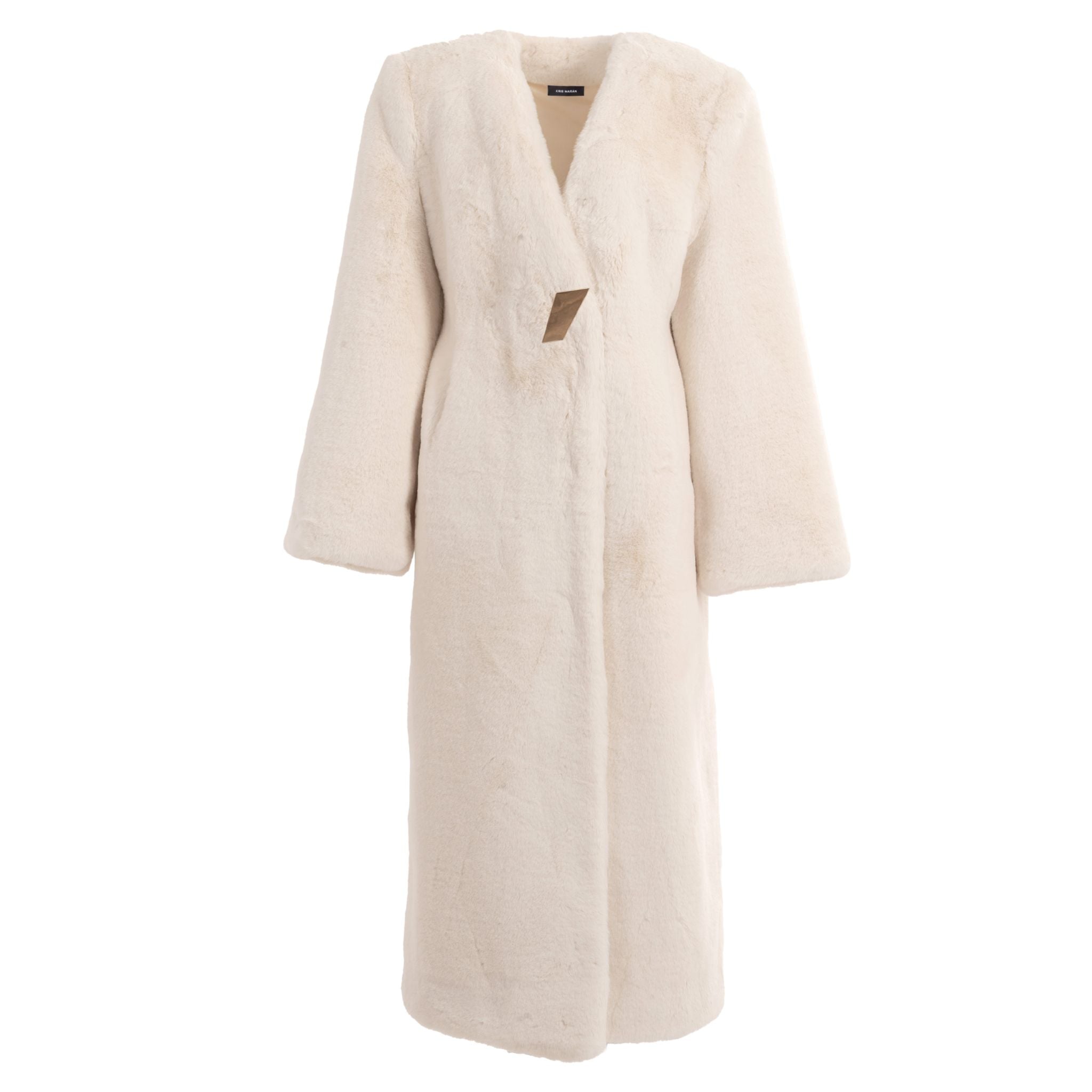 Fur Maxi Coat With Signature Button