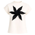 Crew-Neck Jersey T-Shirt With Flower - Off-White
