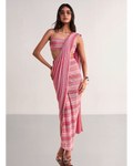Crochet Knit Bandeau Bralette & Sari Drape Skirt By KYNAH, Luxury Indian Fashion & Bridal Wear