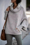 Cowl Neck Batwing Sleeves Loose Sweater