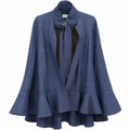 Blue Denim Tie-Neck Blouse | PR Sample