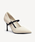 Bicolor Grace Pointed Toe Heeled Pump - Cream / US 6.5 | EU 37 | UK 4.5