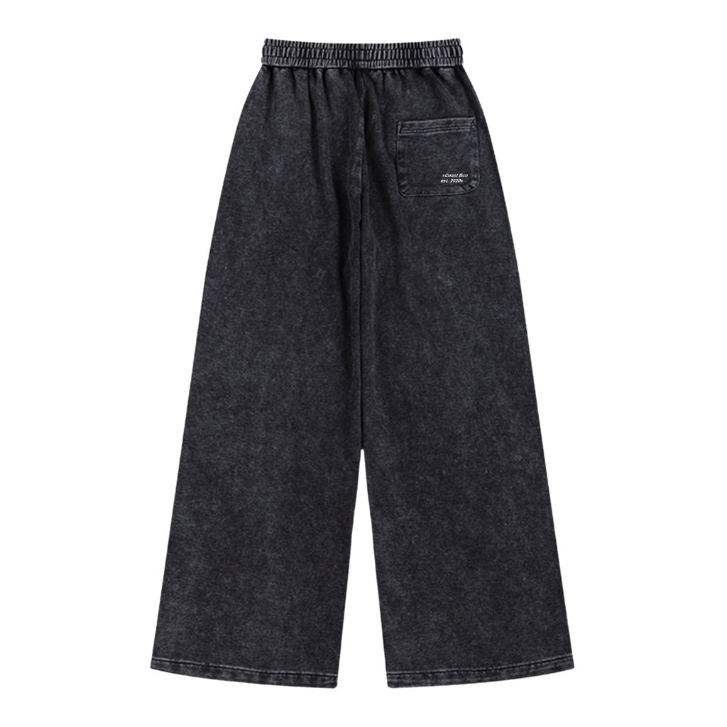 Washed Black Wide Leg Joggers