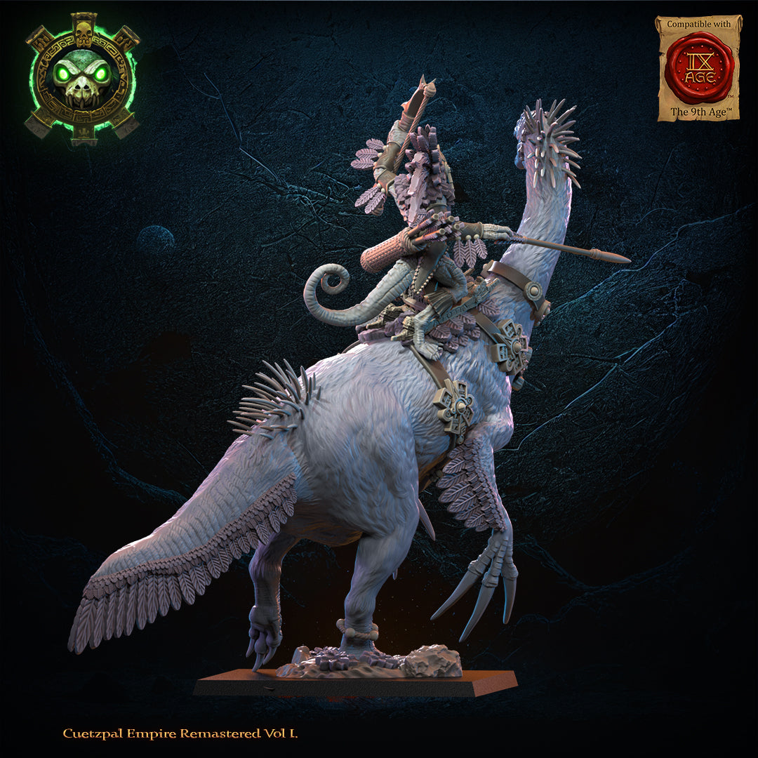 Kuaxotl Heroine on Istetlueyak, Lost Kingdom Miniatures