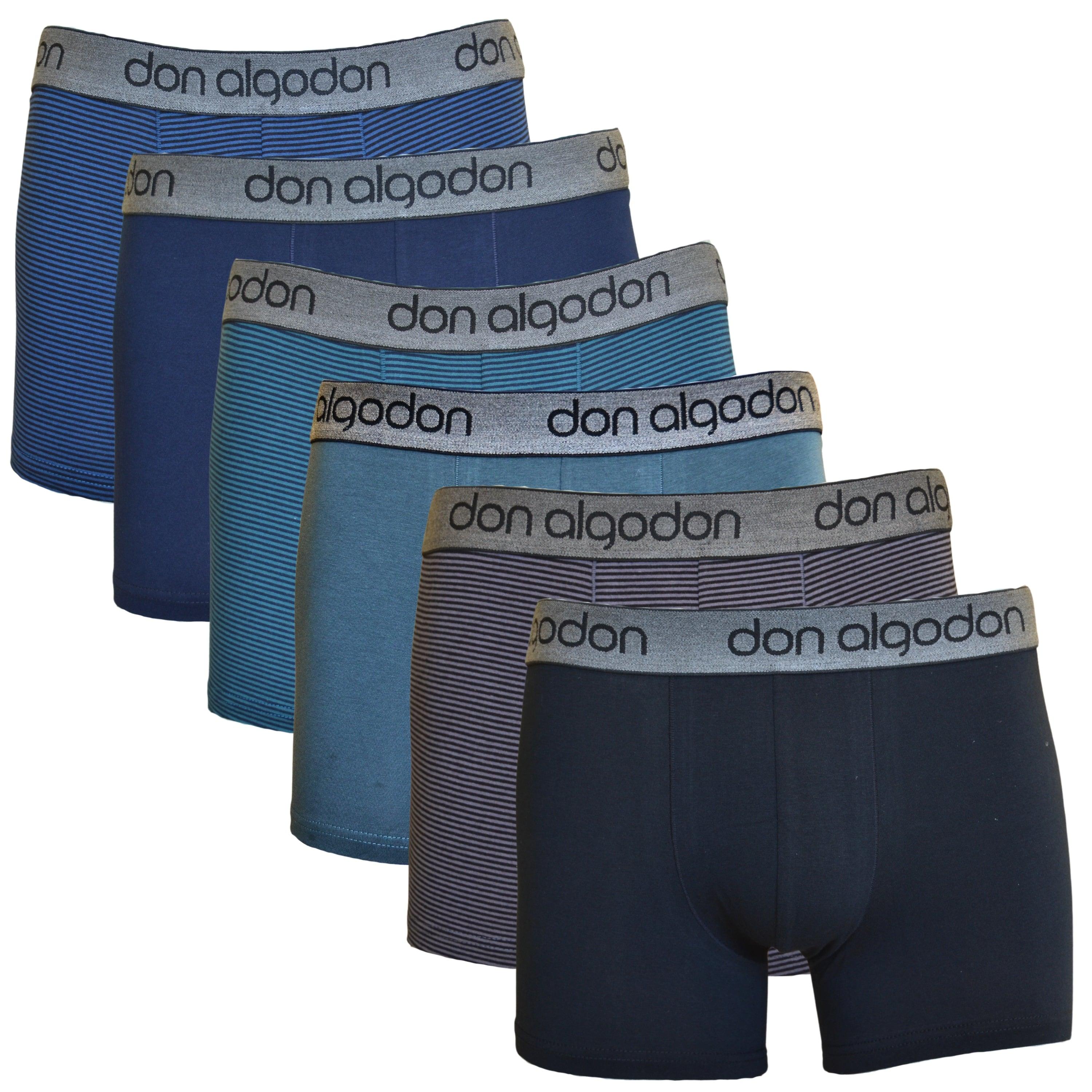Don Algodon | Pack 6 Boxers Lisos y Rayas - Ajustables y cómodos para Uso Diario