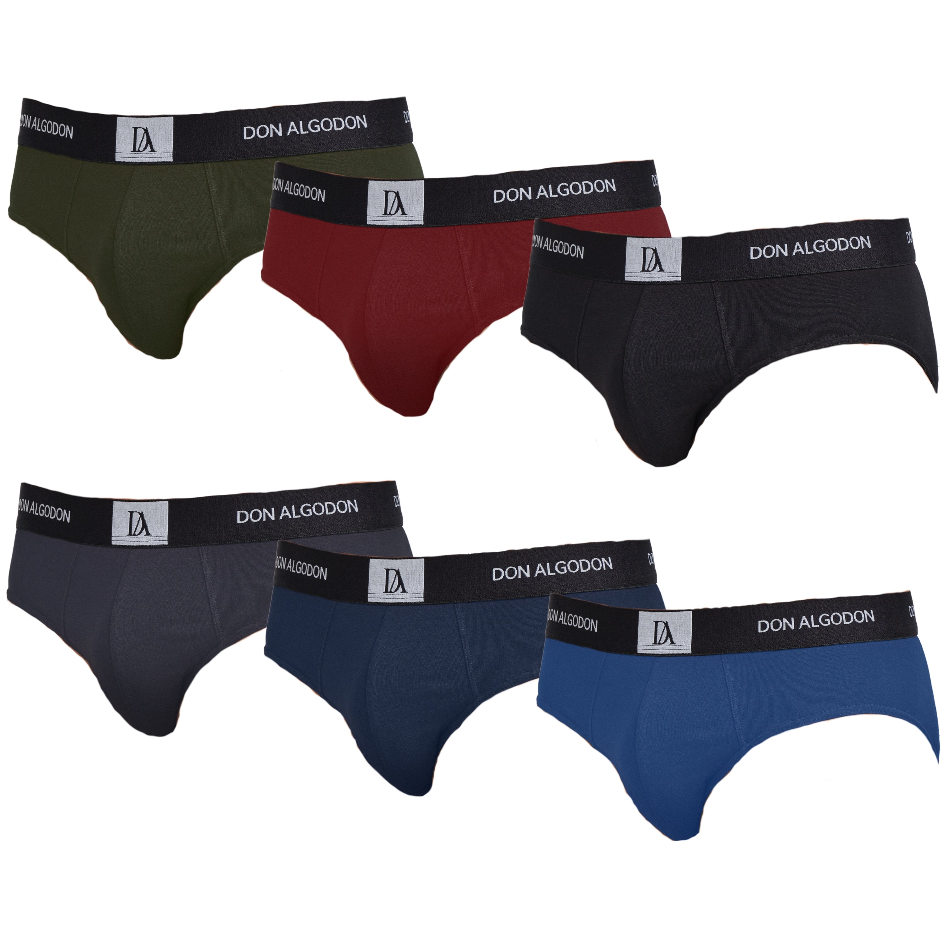 DON ALGODON | Pack de 6 Slips Para Hombre | Cintura Elástica | Cómodos y Transpirables | 6 Colores Diferentes | 5 Tallas: S, M, L, XL, XXL | 93% Algodón