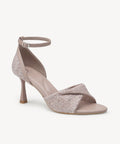 RaffiaGleam Ankle Strap Round Toe Heeled Sandal - Pink / US 6.5 | EU 37 | UK 4.5