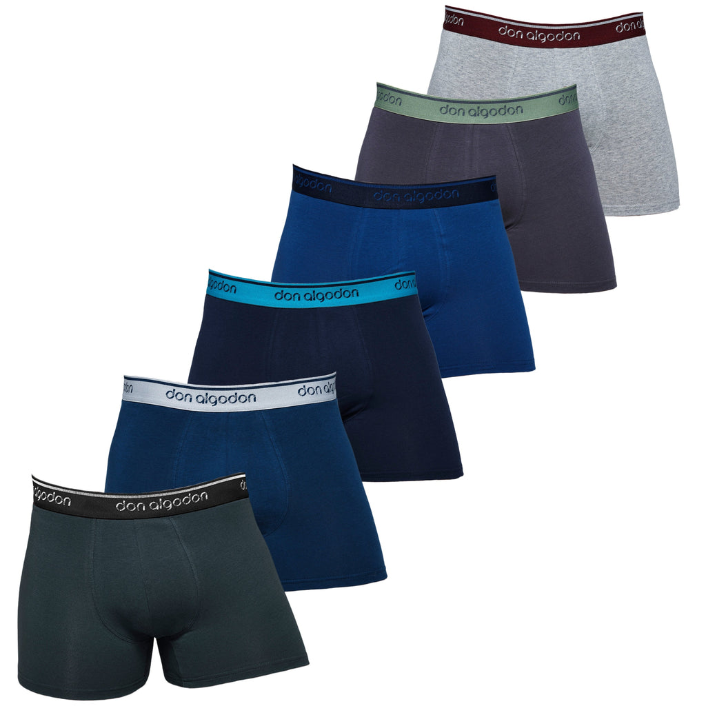 DON ALGODON | Pack de 6 Boxers Para Hombre | 95% Algodón | Transpirables | 6 Colores con Cintura Elástica| Cómodos y Elegantes