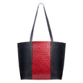 Leather Tote Bag Red and Black with Islamic Art Embossed Pattern