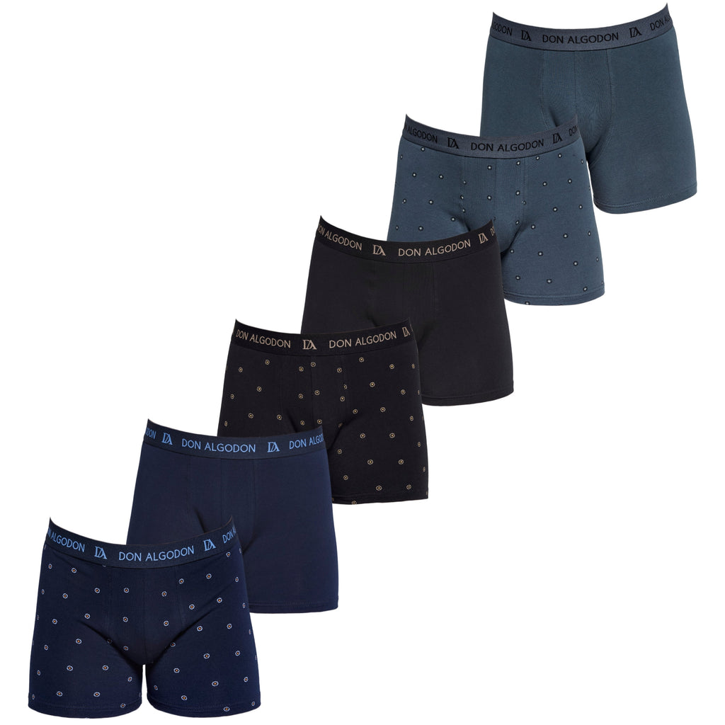 Don Algodon Kids | Pack 6 Boxers para Niño | Calzoncillos Transpirables y Cómodos | 3 Lisos y 3 Estampados