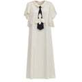 Double-Layer Satin Midi Dress With Tie Detail – Ivory