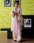 Ivory Floral Print Palled Kurta Set By KYNAH, Luxury Indian Fashion & Bridal Wear