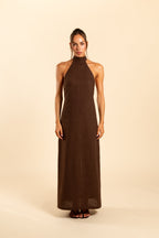 VESTIDO HALTER | MARRON