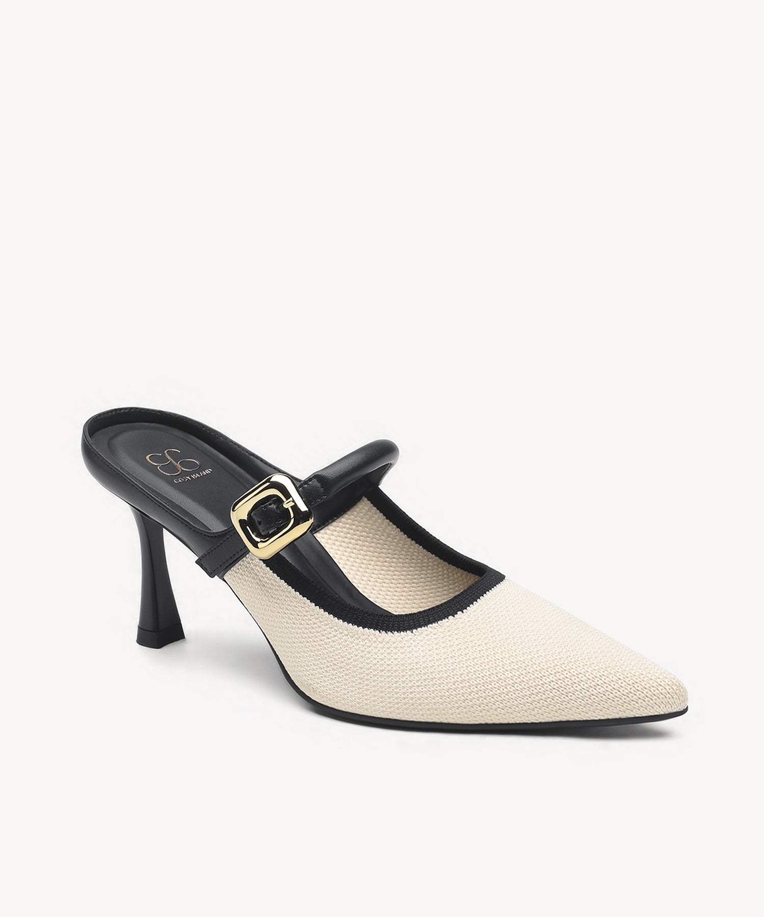 GraceLithe Pointed Toe Heeled Mule - White/Black / Regular (A-C) / US 12 | EU 44 | UK 10