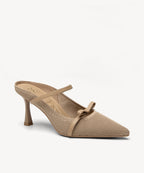 Elegant Bow Pointed Toe Heeled Mule