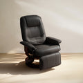 EaseRest Manual Recliner Chair with Faux Leather Upholstered & Wooden Base, Black