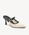 GraceLithe Pointed Toe Heeled Mule - White/Black / Regular (A-C) / US 10 | EU 41.5 | UK 8