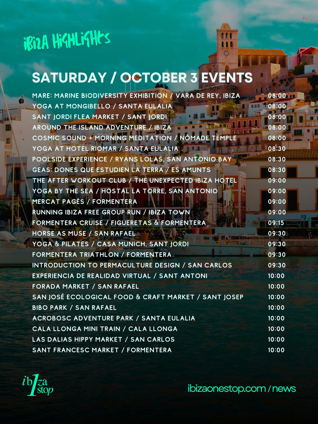 Sábado 3 de octubre de 2026 en Ibiza y Formentera: Sonorama, La Verbenita, Oktoberfest, Balansat Balla, deporte, mercados y mucho más