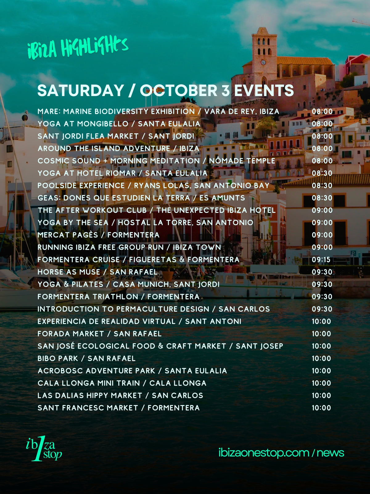 Sábado 3 de octubre de 2026 en Ibiza y Formentera: Sonorama, La Verbenita, Oktoberfest, Balansat Balla, deporte, mercados y mucho más