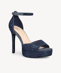 GlimmerRise Strapped Platform Heeled Sandal - Rhinestone Blue / US 10 | EU 41.5 | UK 8