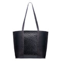 Black Leather Tote Bag - Alhambra Pattern Embossed