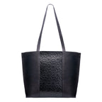 Black Leather Tote Bag - Alhambra Pattern Embossed