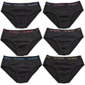 Don Algodon | Pack 6 Slips Lisos | Negros con Cintura a Colores | Transpirables