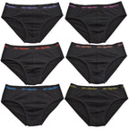 Don Algodon | Pack 6 Slips Lisos | Negros con Cintura a Colores | Transpirables