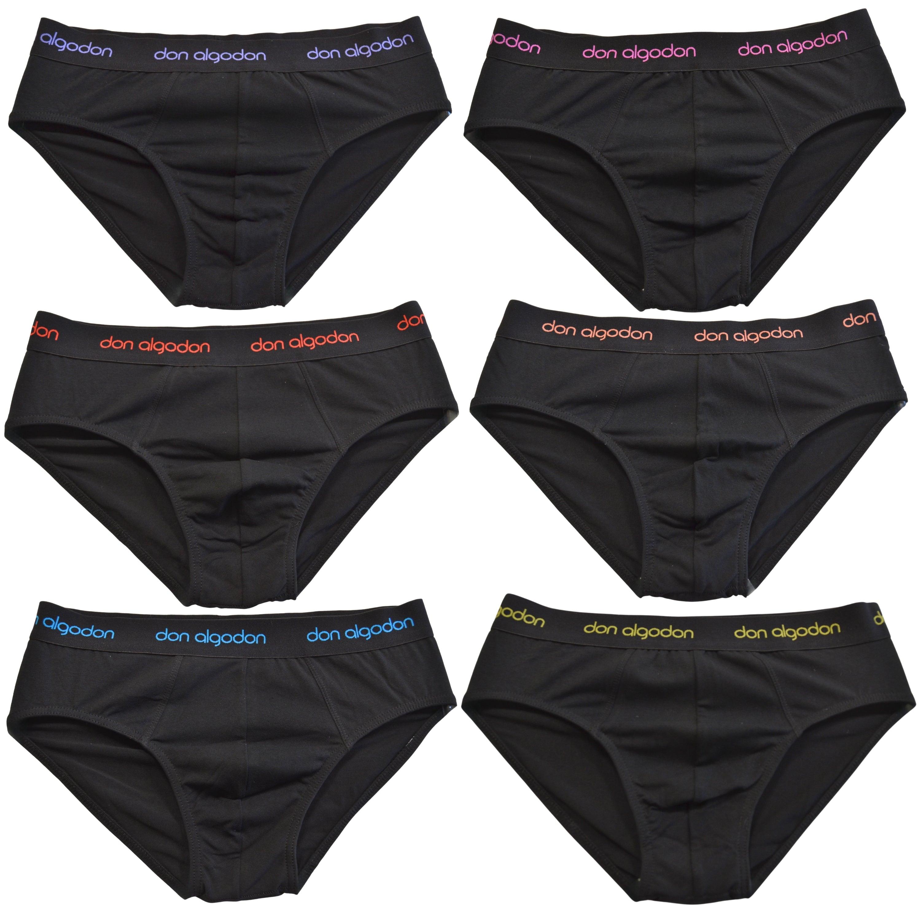 Don Algodon | Pack 6 Slips Lisos | Negros con Cintura a Colores | Transpirables
