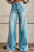 Distressed Wide Leg Casual Denim Pants