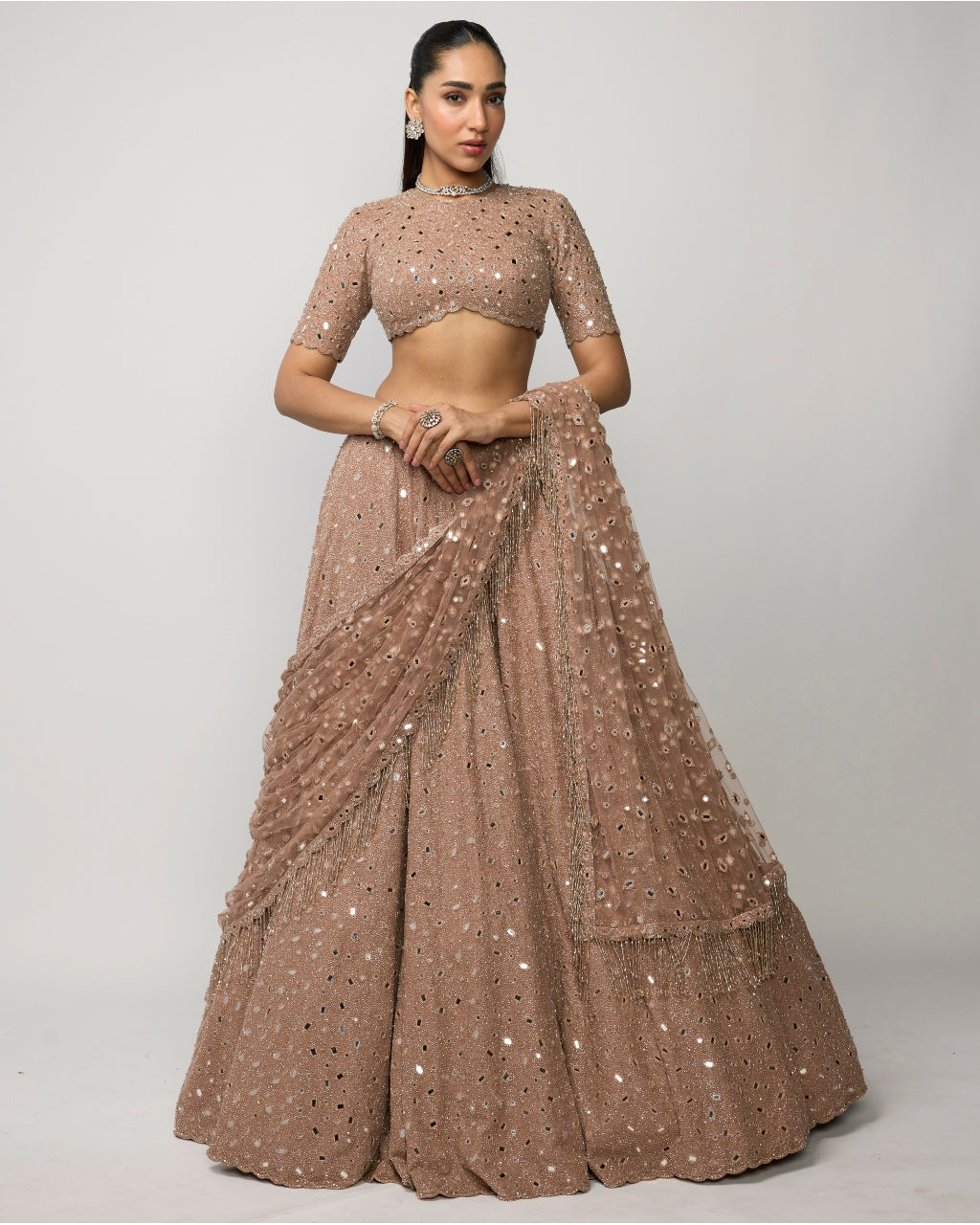 Bronze Rosé Lehenga Set By KYNAH, Luxury Indian Fashion & Bridal Wear