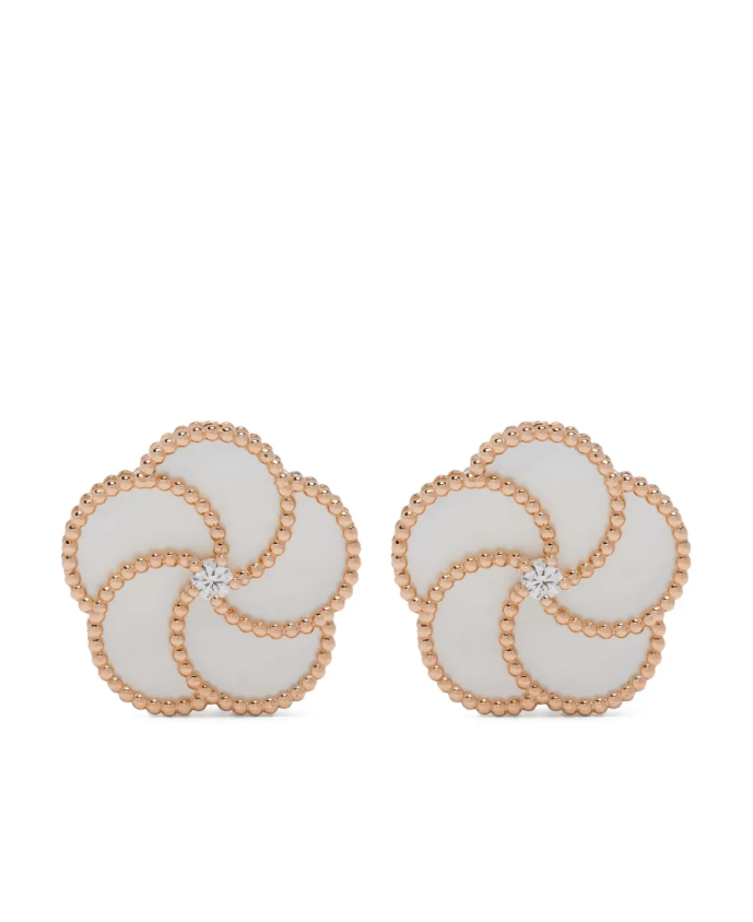 La Prima Gioielli Mother-of-Pearl and Diamond Earrings — Rose Gold
